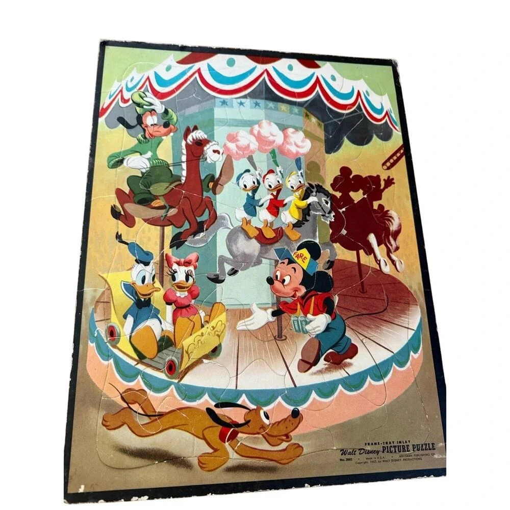 Vintage lot‎ of frame-tray puzzles Disney and cat